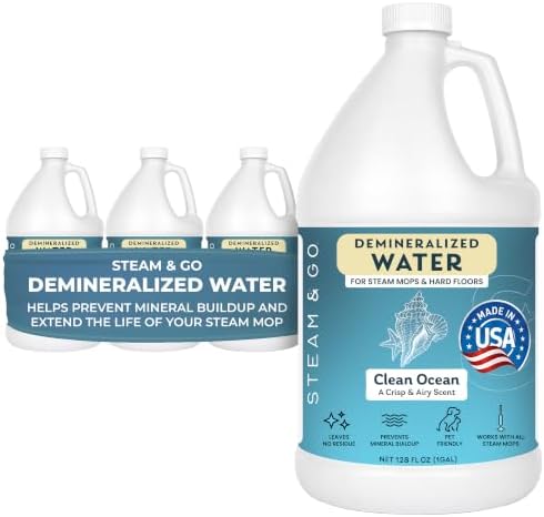 Steam & Go Demineralized Water for Steam Mop, Clean Ocean, 4 Gallon Case by SteamandGo