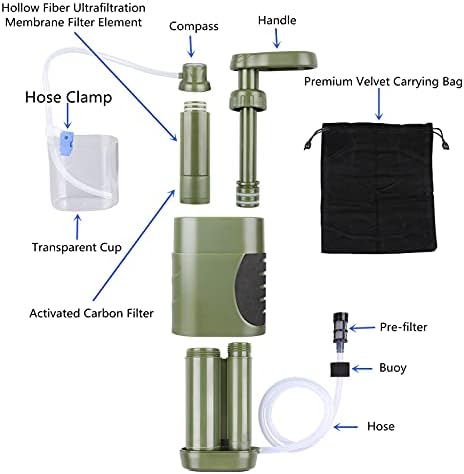 Portable Hand Pump Water Filter,100000Gallons Camping Water Filter Survival,3-Grade Backpacking Water Filter System 0.01μm Camping Water Purifier for Family-Outdoor,Emergency - Image 6