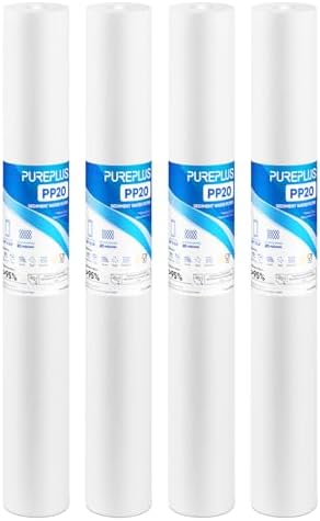 PUREPLUS 20 Micron 20"x2.5" Whole House Sediment Water Filter PP20 4 Pack by PUREPLUS