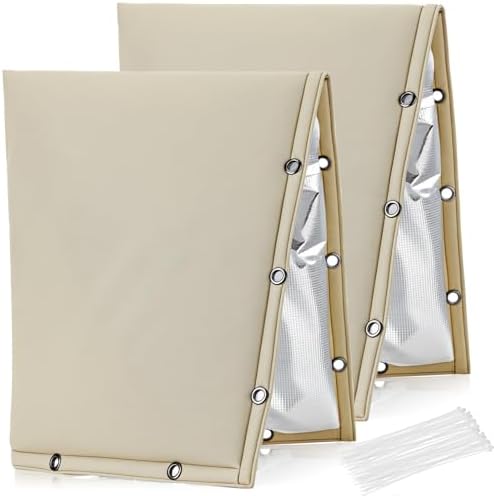 SATINIOR 2 Pcs Backflow Preventer Insulation Cover 17 " x 20 "Outdoor Pipe Insulation Cover with Cable Zip Ties for Outside Irrigation Sprinkler Valve Insulated Pouch Winter Freeze Protection(Beige) by SATINIOR