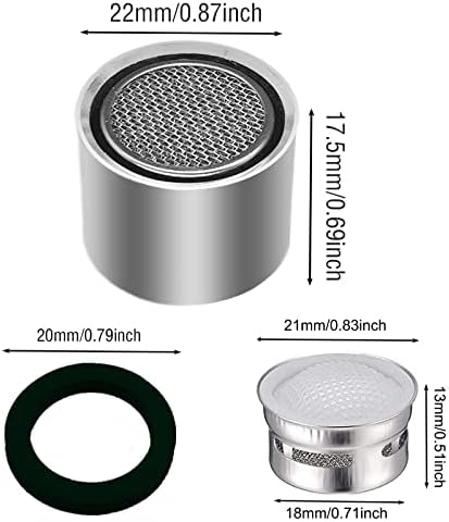 4 Piece Kitchen and Bathroom Faucet Aerators, 2 Pcs Aerator Filter Replacement Parts with Brass Housing 55/64" 22mm Female Bathroom Aerator Faucet Filter with Washer for Kitchen and Bathroom - Image 2