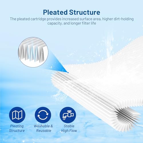 50 Micron 10" x 2.5" Pleated Sediment Well Water Filter Cartridge, 6 Pack - Image 4