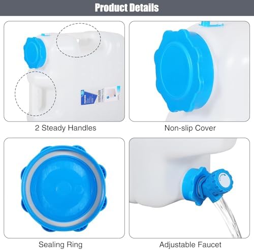 RedSwing 4 Pack 4.9 Gallon/18.5L Portable Water Container with Spigot, Water Storage Carrier for Camping Outdoor Hiking Backpacking, BPA Free - Image 3