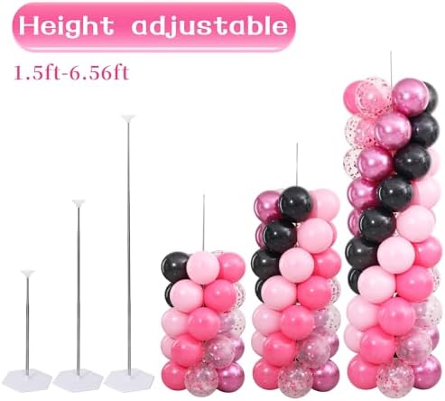Hot Pink and Black White Balloon Column Stand Kit Set of 2 for Floor - Image 3