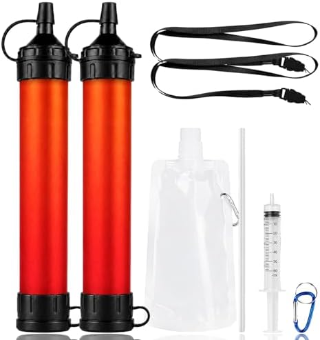 Water Filter Straw, Emergency Water Purefier, 1500 Liters/396 Gallon Capacity, Portable Filtration System for Camping, Hiking, Travel, Biking (2PCS) by Unknown