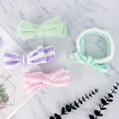 Ondder 8 Pcs Spa Terry Cloth Headbands for Skincare, Makeup, Face Wash - Cute Hair Bands with Bow for Women - Image 7