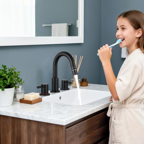 Bathroom Faucet 3 Hole with Pull Down Sprayer Matte Black, 2-Handle - Image 6