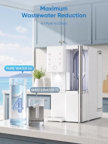 Reverse Osmosis Countertop Water Filter RO Water Filter Dispenser with Hot & Cold Water, TDS Display, 4:1 Pure to Drain Ratio, No Installation, 5.5L Tank for Home - Image 4
