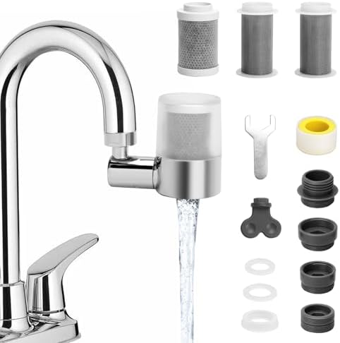 Sink Water Filter Faucet, 720 ° Rotating Kitchen Faucet Water Purifier, Bathroom Faucet Filter Removes Chlorine Fluoride Heavy Metals Hard Water for Home, Kitchen & Bathroom by BREADEEP