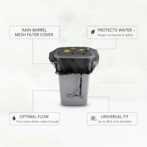 Rain Barrel Mesh Filter Cover, Polyester Mesh Screen, Fits Open-Top Containers up to 39.4 Inches, Black (1 PC) - Image 4
