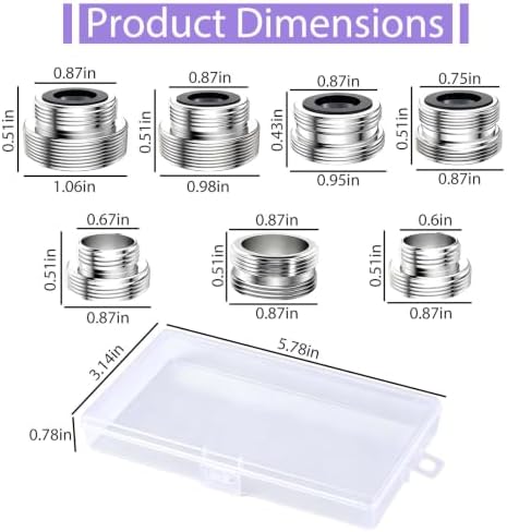Faucet Adapter 7Pcs Faucet Adapter for Portable Dishwasher, Faucets Connectors with Plastic Box, Male Thread to M22 Male for Garden Hoses with Kitchen and Bathroom - Image 2