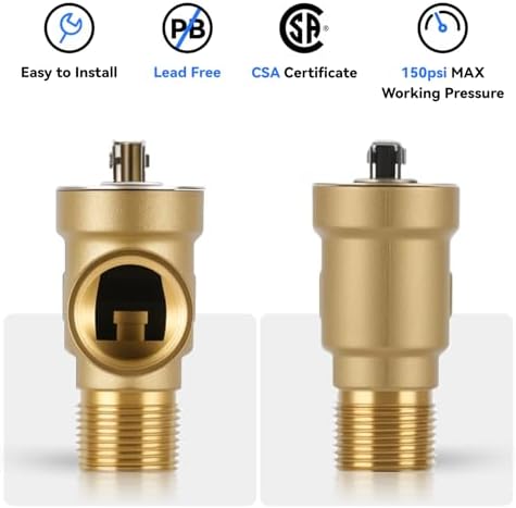 3/4 Inch IPS Isolator Tankless Water Heater Service Valve Kit with Pressure Relief Valve, Lead-Free Brass - Image 3