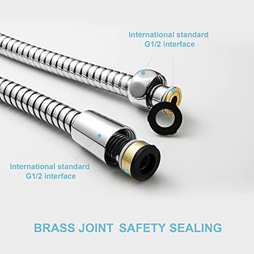 OFFO Shower Hose, 48 in Kink Free Stainless Steel Shower Hose Attachment Electroplating Handheld Shower Head Hose Flex Hoses Extension with Brass Insert & Nut for Pet Bathing Cleaning, Chrome - Image 3