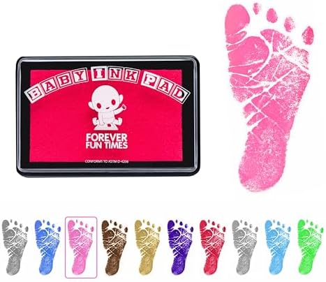 Baby Hand and Footprint Kit by Forever Fun Times | Get Hundreds of Detailed Prints with One Baby Safe Ink Pad | Easy to Clean, and Works with Any Paper or Card | Clean and Safe (Small Pink) by ForeverFunTimes