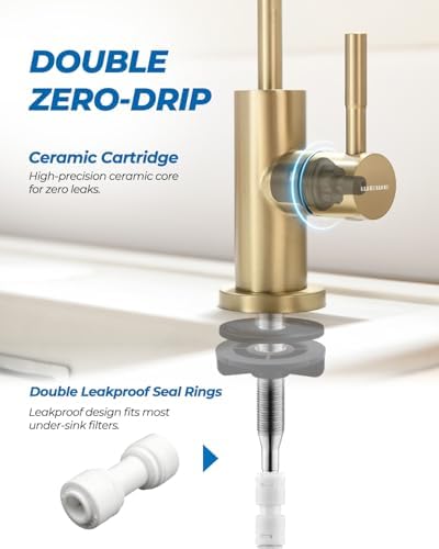 WEWE Water Filter Faucet for RO System, 7-Shape, Non-Air Gap, Gold - Image 4