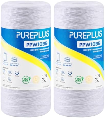 PUREPLUS 50 Micron 10 x 4.5 Whole House Water Filter for Well Water 2 Pack by PUREPLUS