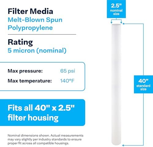 SpiroPure SP-P5-40 40x2.5 5 um Sediment Water Filter SDC-25-4005 P5-40 20PK - Image 3