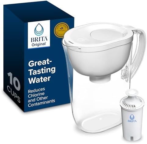 Brita Large Water Filter Pitcher for Tap and Drinking Water with SmartLight Change Indicator, Includes 1 Standard Filter, BPA-Free, Lasts 2 Months, 10-Cup Capacity, Bright White by Brita