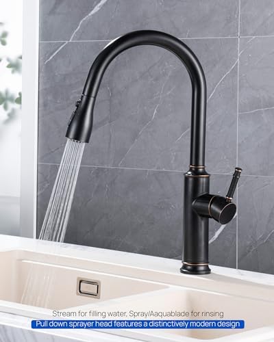 J-HVA Metal Kitchen Faucet Head Replacement – 3 Mode High-Pressure Sink Sprayer Replacement with 15 Nozzle Adapters, Durable Pull Down Spray Head for Kitchen Sink, Oil Rubbed Bronze, Stainless Steel - Image 6