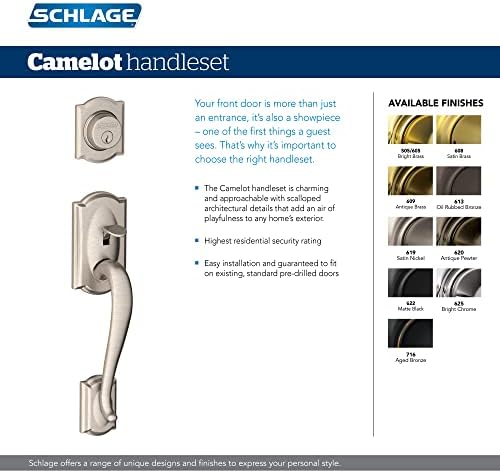 SCHLAGE Front Door Entry Handleset, Georgian Knob, Aged Bronze - Image 5