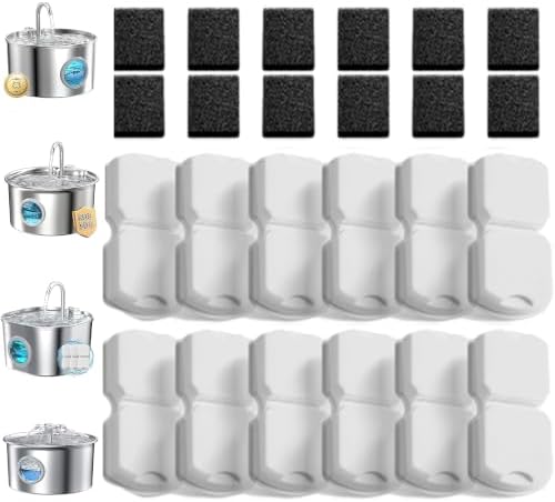 GIOTOHUN 24 Cat Water Fountain Filter: 12 Filters & 12 Sponges by GIOTOHUNPetLife