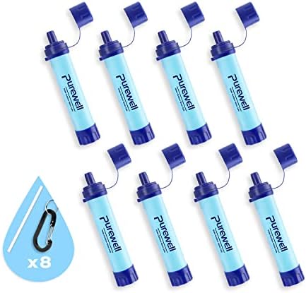 Purewell Outdoor Water Filter Personal Water Filtration Straw Emergency Survival Gear Water Purifier for Camping Hiking Climbing Backpacking by Purewell