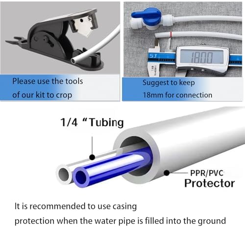 Water Line Kit, 1/4” O.D. Water Tubing 32.8FT for R.O. System and ice Maker with 12-PCS Quick Connect and Tubing Cutter - Image 4