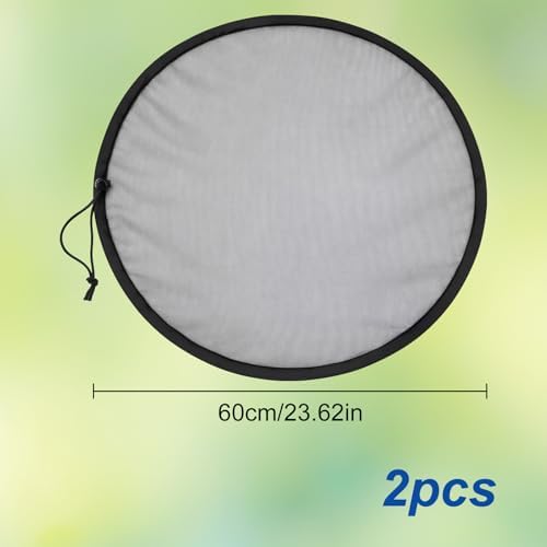 2Pcs Mesh Cover for Rain Barrels - 23.6in Rain Barrel Netting with Drawstring - Water Collection Buckets Tank Protector Screen for Preventing Fallen Leaves in Outdoor Garden Eaves - Image 4