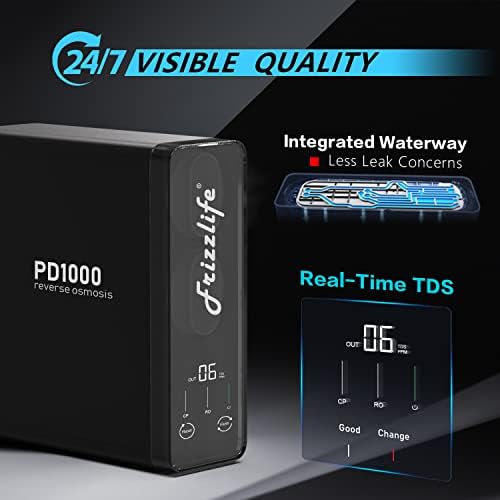 Frizzlife 1000GPD Reverse Osmosis Water Filter, NSF/ASNI 58&53&42&372 Standard, Alkaline Mineral pH+ Reverse Osmosis System, 9-Stage Filtration Tankless RO, 2:1 Pure to Drain, Under Sink, PD1000-TAM4 - Image 5