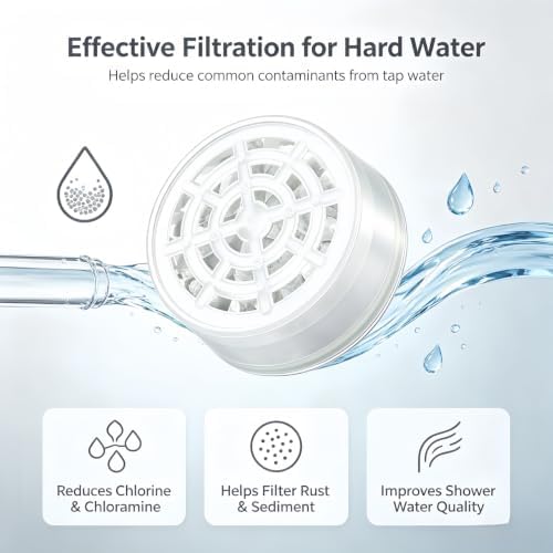 4 Pack Shower Head Filter Replacement Cartridges, Hard Water Softener Shower Filter Removes Chlorine & Fluoride, Reduces Dissolved Solids & Impurities - Image 2