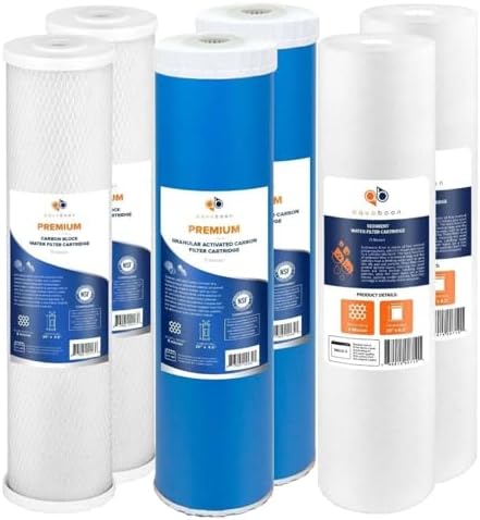 Aquaboon 5 Micron 20 x 4.5 Whole House Water Filter Replacement Cartridge Set: Sediment, GAC & Carbon for 3-Stage Water Filtration System 2 Pack by Aquaboon