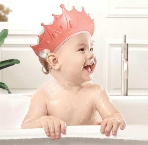 Baby Shower Cap with Bath Rinse Cup, Baby Toddler Hair Washing Shield, Adjustable Silicone Bath Visor for Toddlers, Shower Hat for Kids 1-9 Years, Pink Crown - Image 6