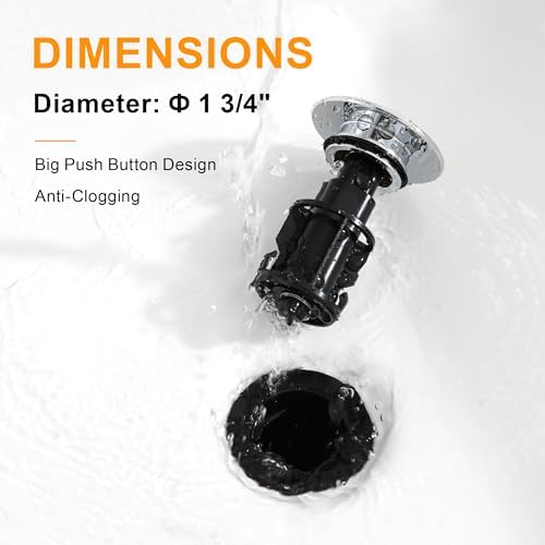 TIORIY Vessel Sink Drain Without Overflow, Bathroom Pop up Sink Drain Fit for 1 3/4 Inch Vessel Sink, Built-in Anti Clogging Sink Stopper, Chrome - Image 7