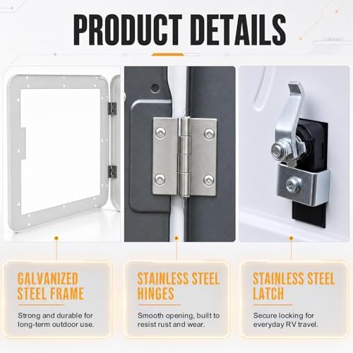 18 x 18 Inch RV Tankless Water Heater Door Kit, White Water Heater Access Door for RV Water Heaters, Galvanized Steel, Door Only - Image 5