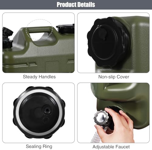 RedSwing 4 Gallon/15L Thickened Water Jug, Camping Water Container, Truly No Leakage Water Storage with Spigot, Large Military Water Tank,BPA Free Portable Overlanding Gear for Outdoors,Hiking,Green - Image 3