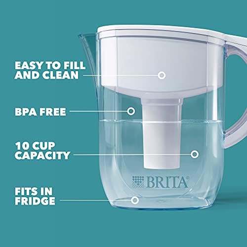 Brita Large Water Filter Pitcher with Standard Filter Replacements - 40 Gallons (2 Months) Filtration Capacity, Removes Chlorine Taste and Odor, Mercury, Copper - Image 2