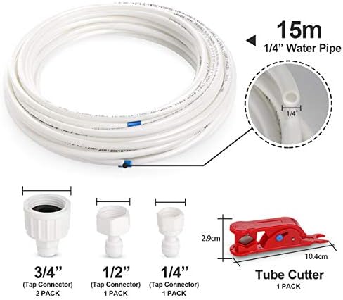 Refrigerator Water Line Kit, 49.2 Ft Extra Long Fridge Ice Maker Water Line Kit, 1/4” O.D.Leak-Proof & Long Lifetime Water Tubing Hose & Connect for Fridge Ice Maker RO Systems Water Filter Faucet - Image 2
