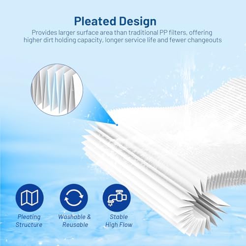 50 Micron 10" x 4.5" Pleated Sediment Well Water Filter Cartridge, 3 Pack - Image 4