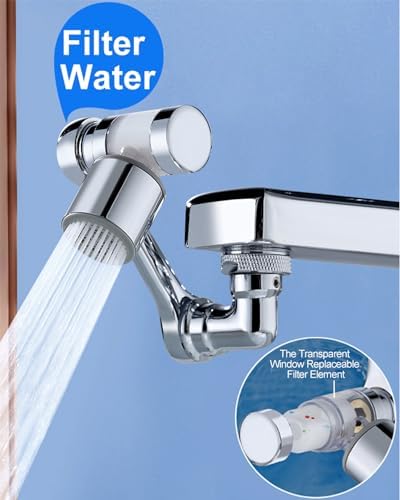Faucet Extender, Rotating Faucet Sprayer Attachment for Drinking Water, Sink Filter Water Faucet for Skin with Two Spray Modes, Kitchen Faucet Aerator and Faucet Extender for Bathroom Sink - Image 2