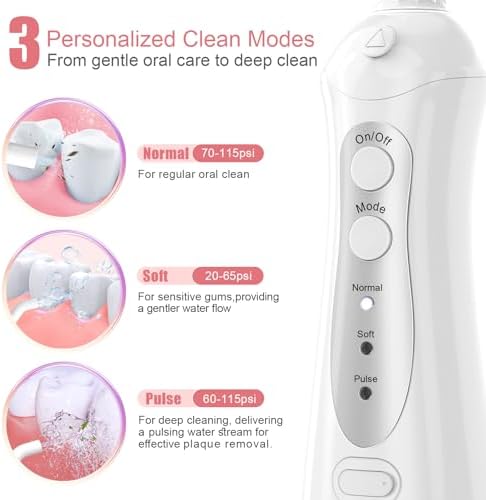 Nicefeel Water Flosser 5 Jet Tips & 3 Modes, Cordless Portable Water Dental Pick for Travel & Home with 300ML Water Tank, IPX7 Waterproof, Rechargeable - Image 4