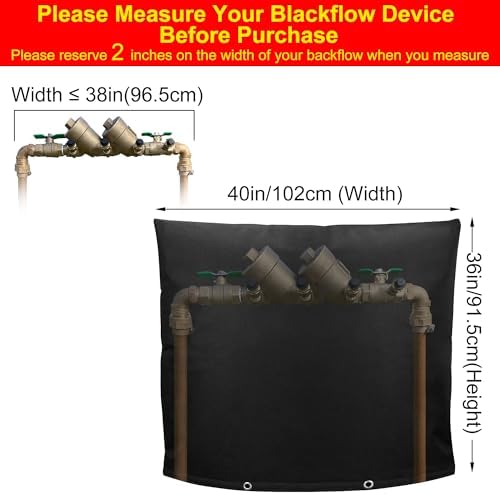 Backflow Preventer Insulation Weatherproof Covers, Pressure Vacuum Breaker Valve Insulated Covers Winter Freeze Protection, Outside Irrigation Sprinkler System Pipe Bag Pouch, 40" W x 36" H - Image 2