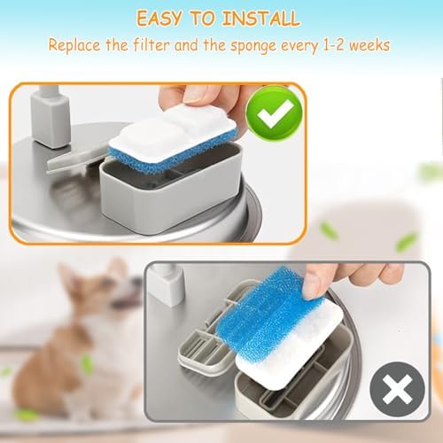 18 Set Cat Fountain Replacement Filters Compatible with oneisall PWF-001 2L/67oz Stainless Steel Pet Water Fountain Filters with Replacement Pre-Filter Pump Sponges - Image 5