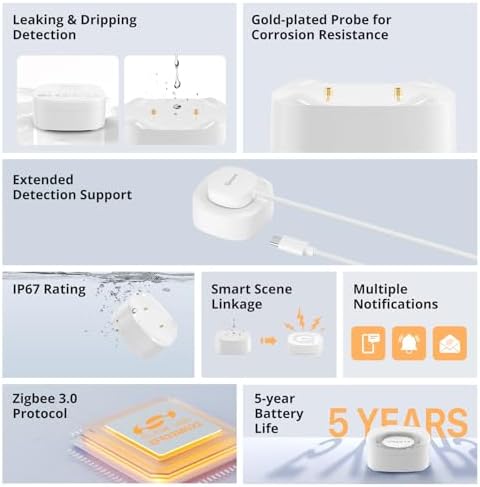 SONOFF SNZB-05P Zigbee Water Leak Sensor for Alarm System and Smart Home Automation, Wireless Mini Flood Detector for Kitchen Bathroom Basement 1Pack - Image 3