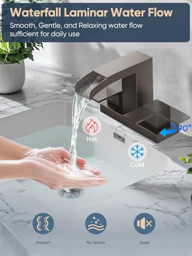 Cobbe Waterfall Bathroom Faucet, Bronze 4 Inch Centerset 2 or 3 Hole - Image 2