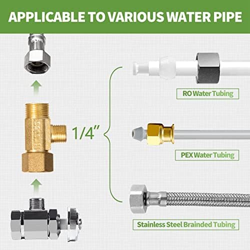 Lead-Free Brass 2 PCS 3/8 x 1/4" Angle Stop Add-A-Tee Compression Tee Valve - Image 3