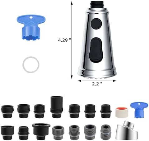 Hibbent Pull Down cUPC Certified Faucet Head Replacement, 15 Adapters - Image 6