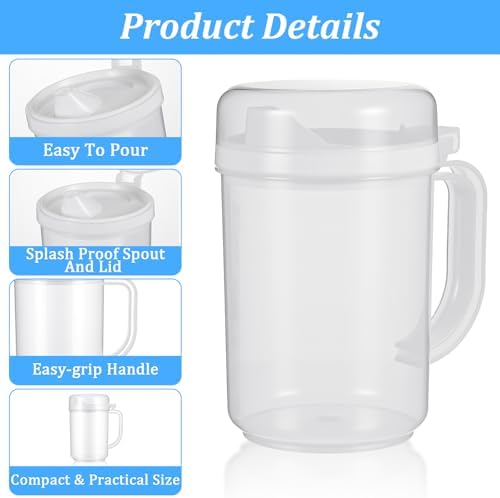4 Pack Easy Pour Mini Pitchers 22oz with Lid, BPA-Free Plastic Pitcher for Milk, Water & Juice – Ideal for Early Learning & Home - Image 3