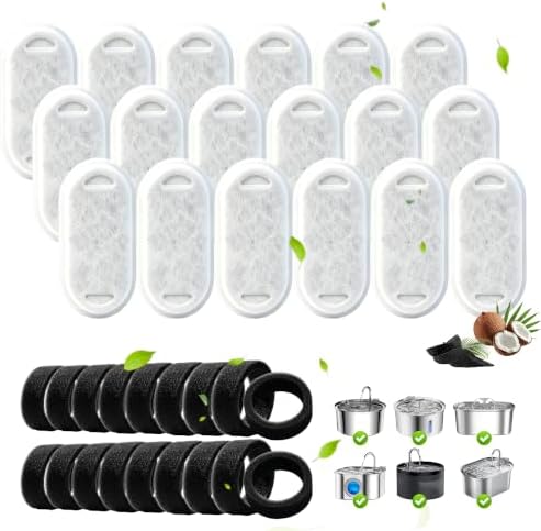 36 Pack Cat Water Fountain Filter Set Fit for Stainless Steel Pet Fountain by Unknown