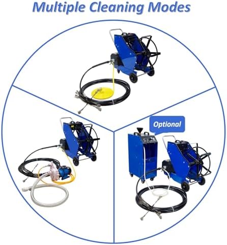 Oil Fume Duct Pipeline Cleaning Machine 220V Industrial Oil Stains Remover Dust Removal for Fume Exhaust 3.94-31.5 inch Pipe Diameter with 6pc Cleaner Brushes and 49.21 ft Flexible Shaft - Image 6