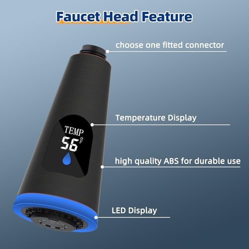 LED Kitchen Faucet Head, Temperature Display, 4-Mode Spray, Rubbed Bronze - Image 4